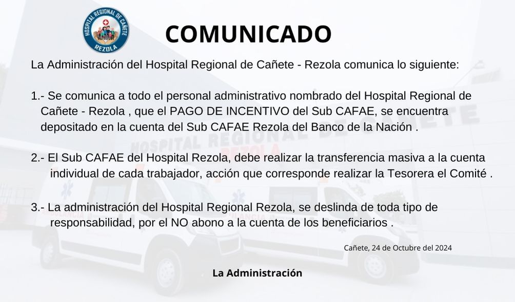 Imagen del comunicado